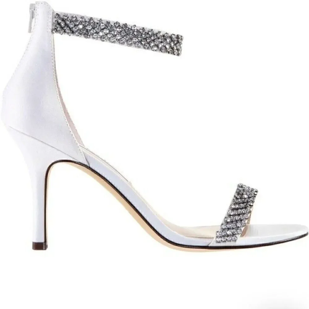 NINA Women's Ivory Vauna Ankle Strap Sandal $108.95 Rows of crystals shoes
